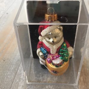 Santa’s Workbench Hand Crafted Glass Ornament Cat